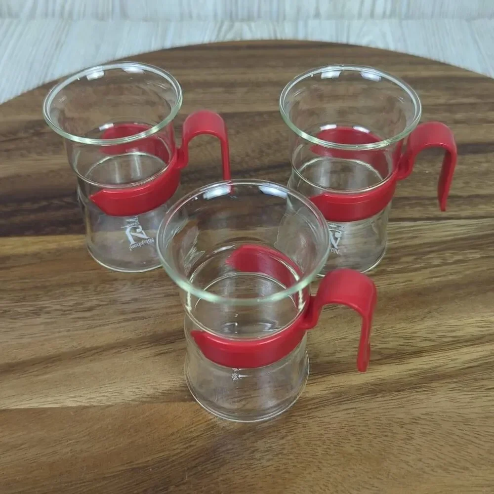 Set of 3 Nilsjohan! Sweden Glass Cups for Hot Drinks Vintage Swedish Mid Century